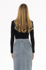 Black Solid Long Sleeve T-Shirt