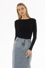 Black Solid Long Sleeve T-Shirt