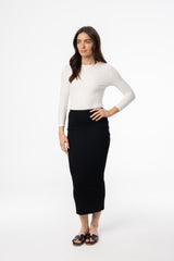 Black Solid Skirt Legging