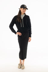 Black Solid Skirt Legging