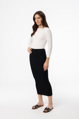 Black Solid Skirt Legging