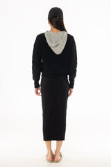 Black Solid Skirt Legging