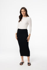 Black Solid Skirt Legging