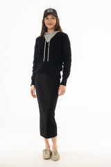 Black Solid Skirt Legging