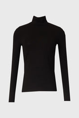 Black Solid Turtleneck Top