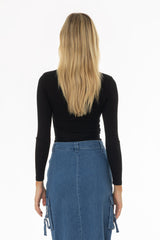 Black Solid Wrap T-Shirt