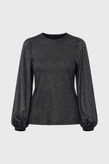 Black Sparkle Puff Sleeve Top