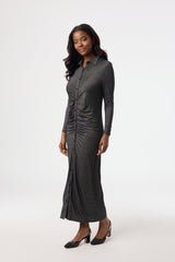 Black Sparkle Ruched Maxi