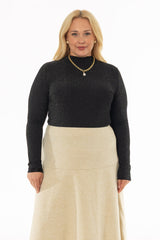 Black Sparkle Seamless Mock Neck Top