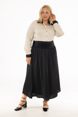 Black Sparkle Velvet Drop Waist Maxi Skirt