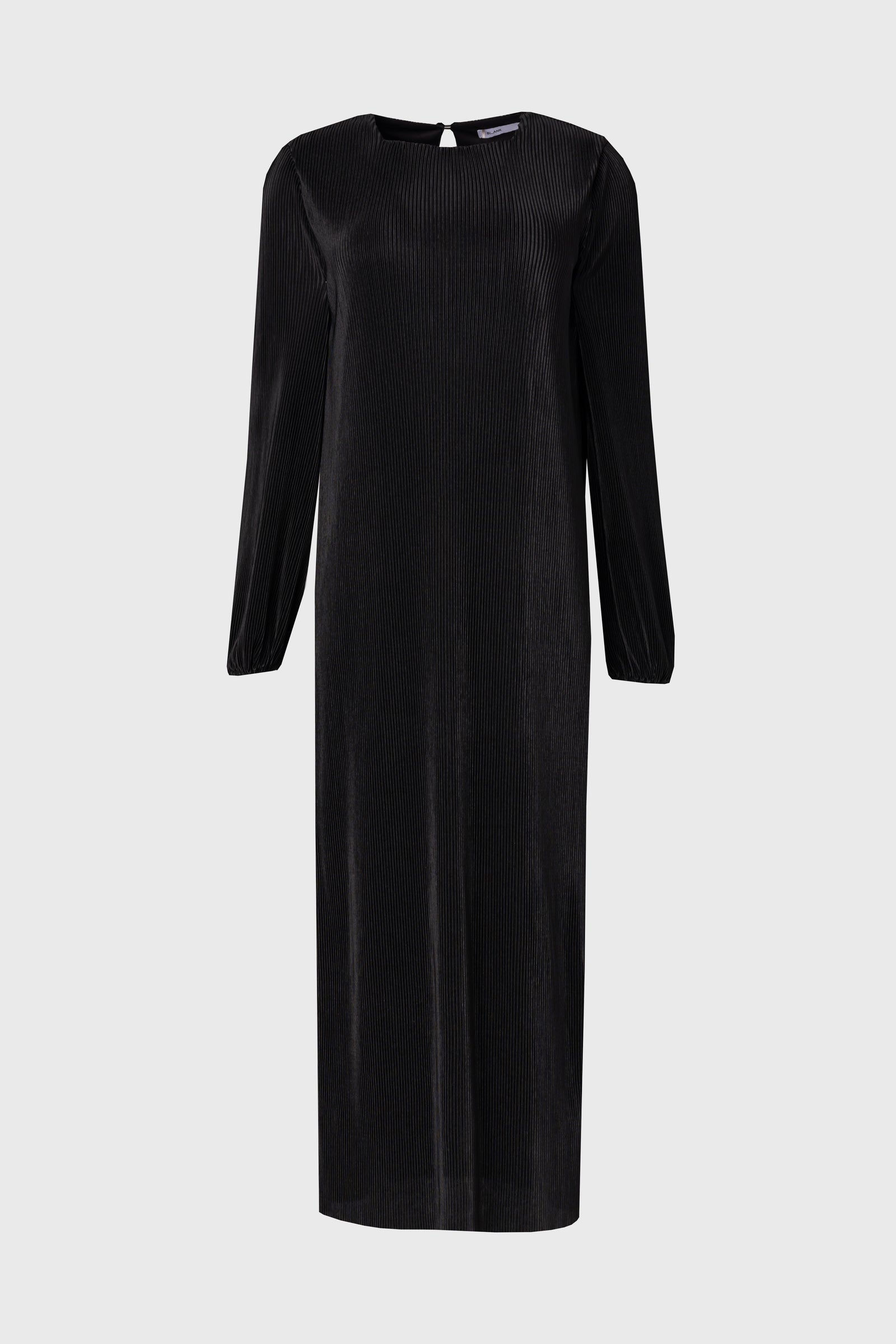 long black pleated dress Fianna Pleated Midi Dress - Noir Black Satin A-Line Dress main image 1