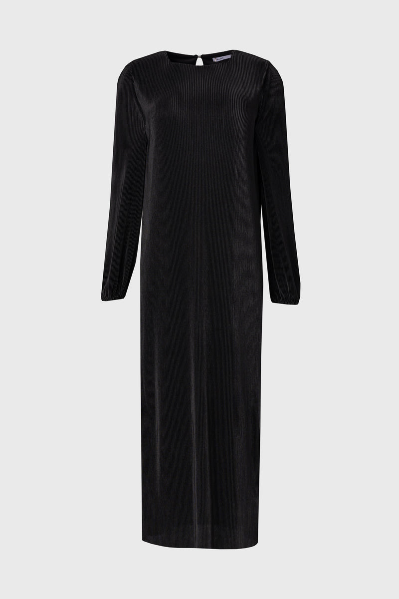 Black Square Neck Accordion Pleat Maxi Dress BLANK Black Square Neck Accordion Pleat Maxi Dress BLANK