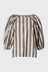 Navy Square Neck Linen Top