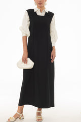 Black Square Neck Maxi Jumper