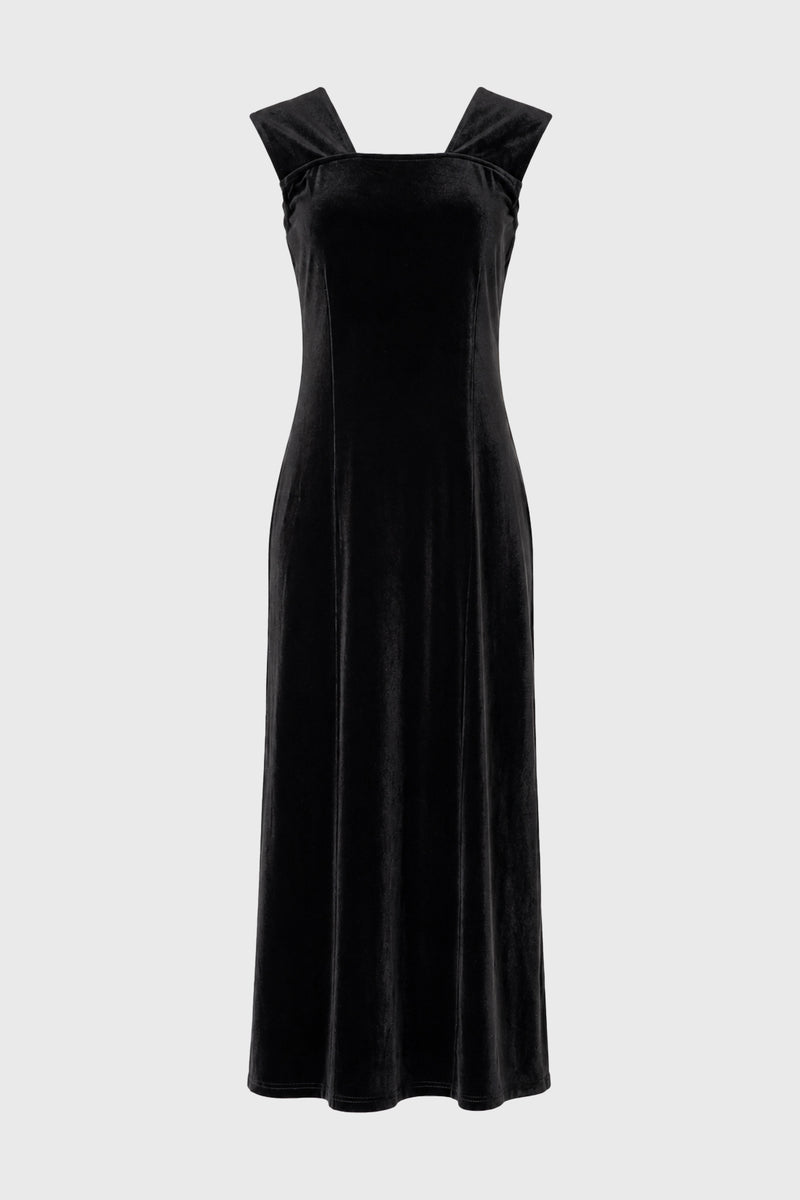 Black Square Neck Velour Maxi Jumper – BLANK