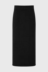 Black Stitched Knit Maxi Skirt