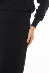 Black Stitched Knit Maxi Skirt
