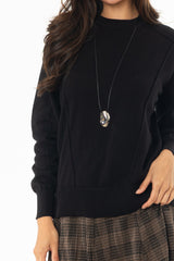 Black Stitched Knit Sweater