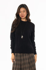 Black Stitched Knit Sweater
