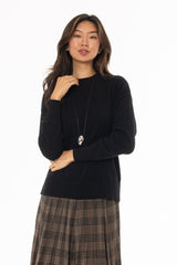 Black Stitched Knit Sweater