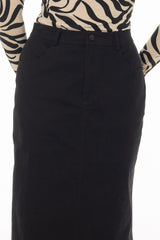 Black Straight Denim Maxi Skirt