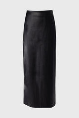 Black Straight Vegan Leather Skirt