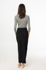 Black Stretch Cotton Maxi Skirt