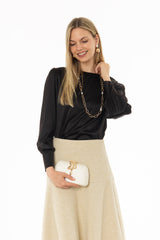 Black Stretch Silk Feel Blouse