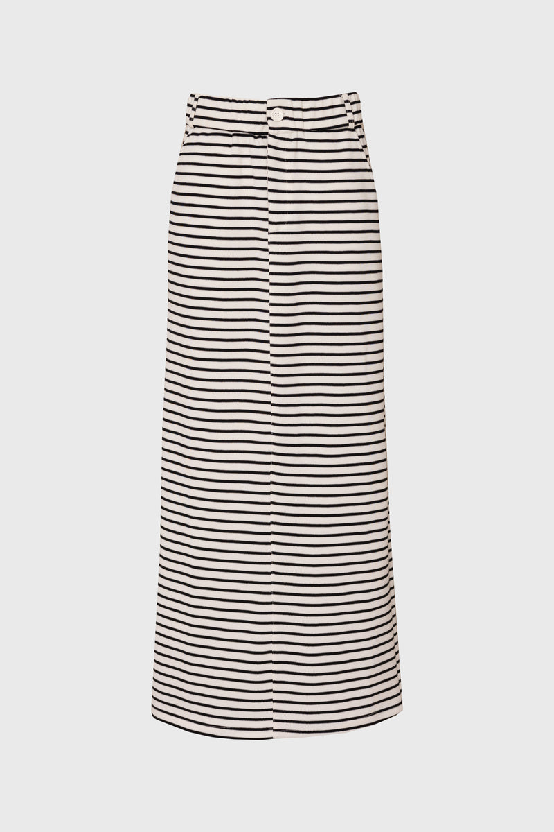 Black Striped Stretch Maxi Skirt