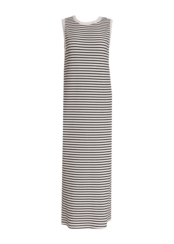 Black Striped Ribbed T-Shirt Dress