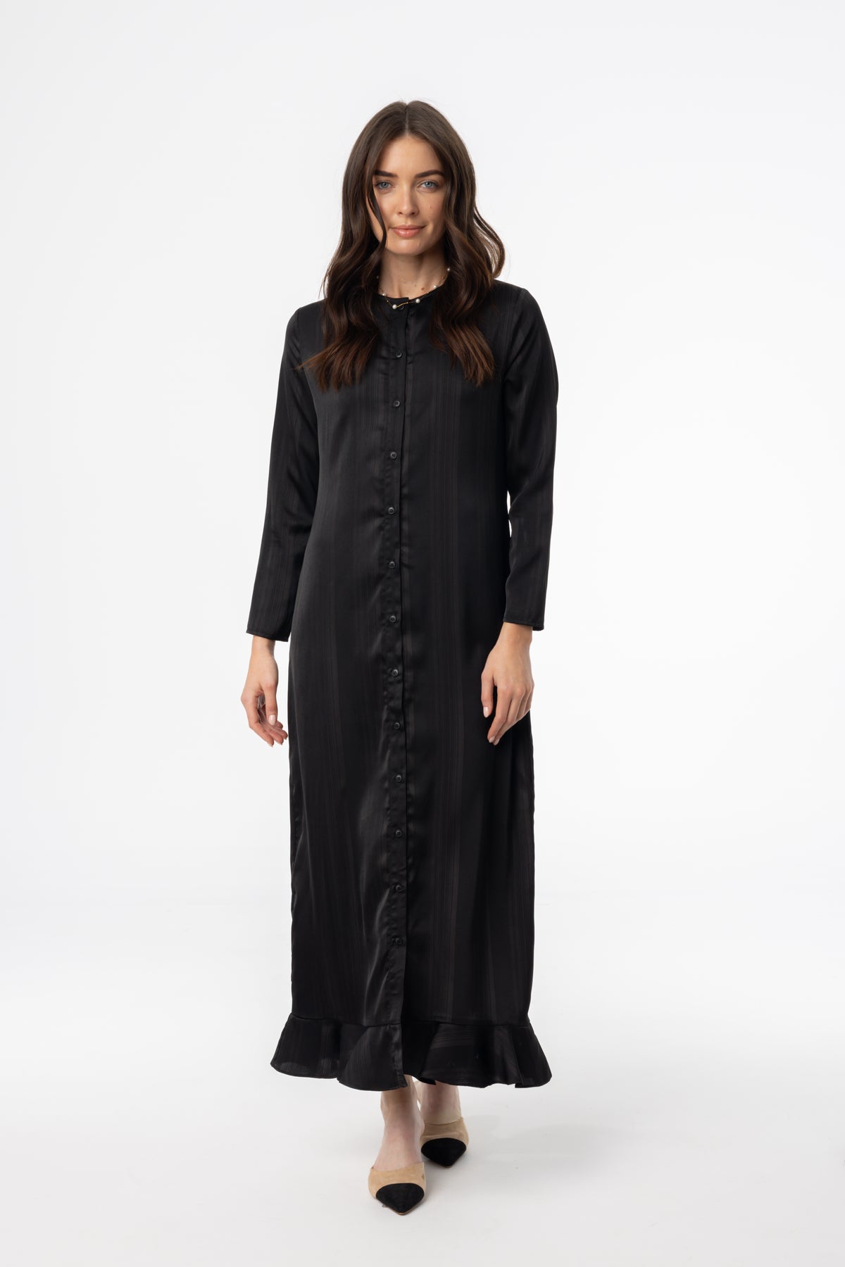 asos black linen dress Linen-Blend A-Line Midi Dress main image 1