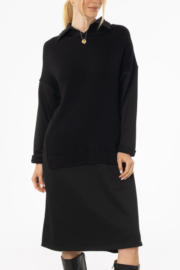 Black Sweater Shirt Dress