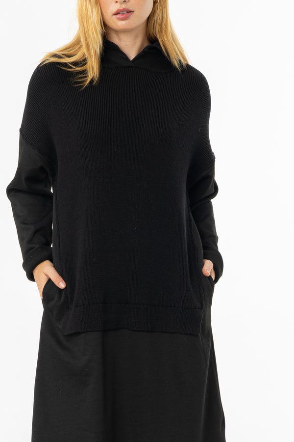 Black Sweater Shirt Dress