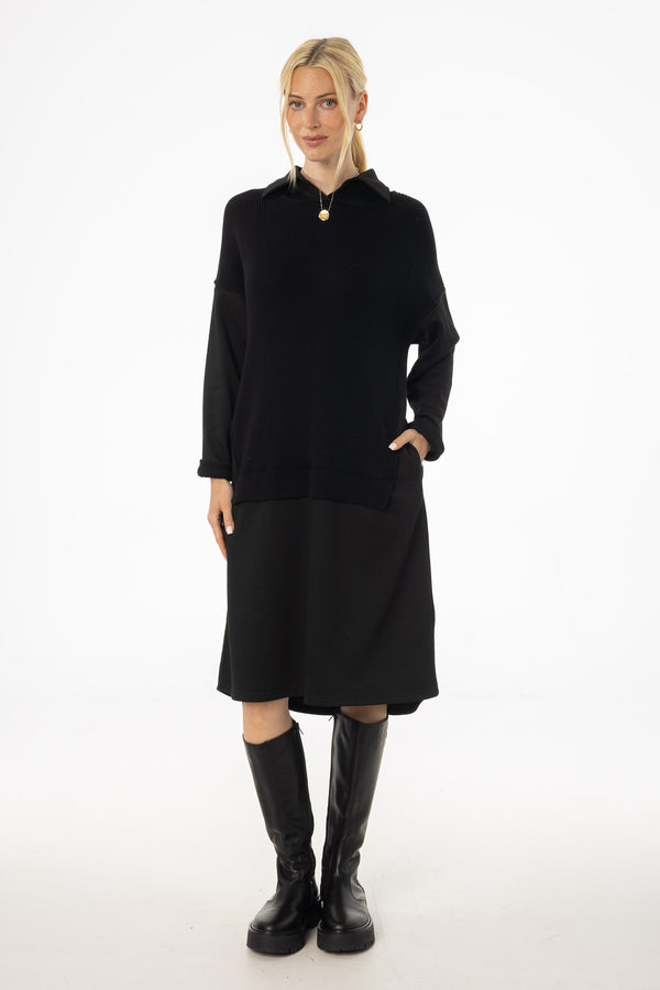 Black Sweater Shirt Dress