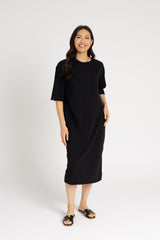 Black Terry Midi Dress