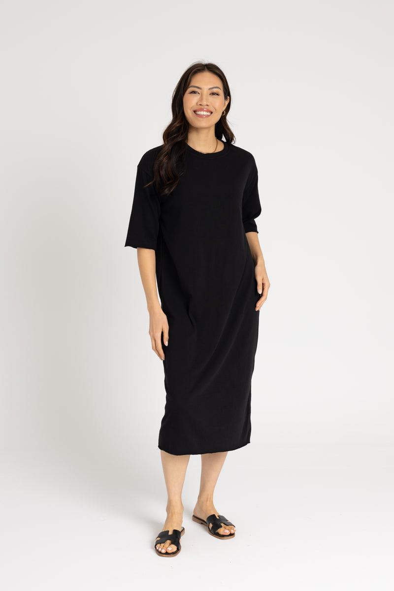 Black Terry Midi Dress