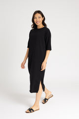 Black Terry Midi Dress