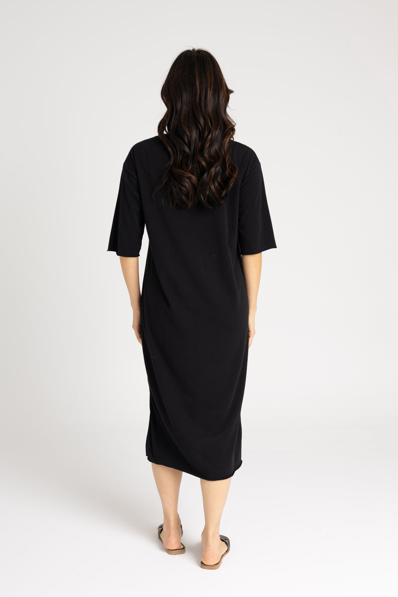 Black Terry Midi Dress