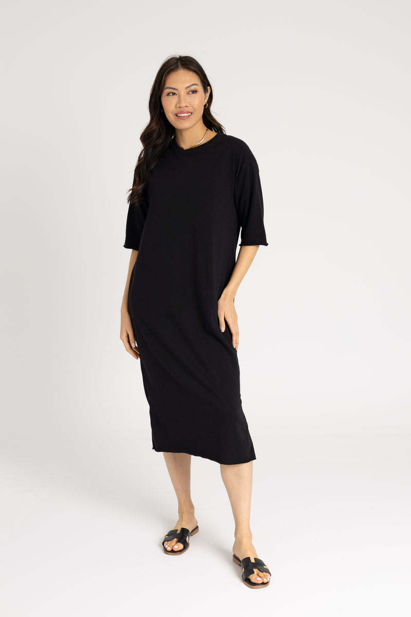 Black Terry Midi Dress