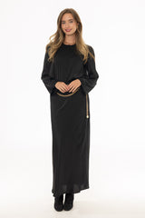 Black Textured Slip Skirt