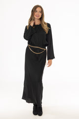 Black Textured Slip Skirt
