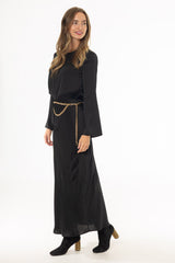 Black Textured Slip Skirt