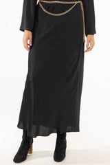 Black Textured Slip Skirt