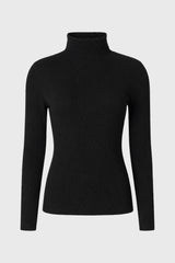 Black Textured Turtleneck Top