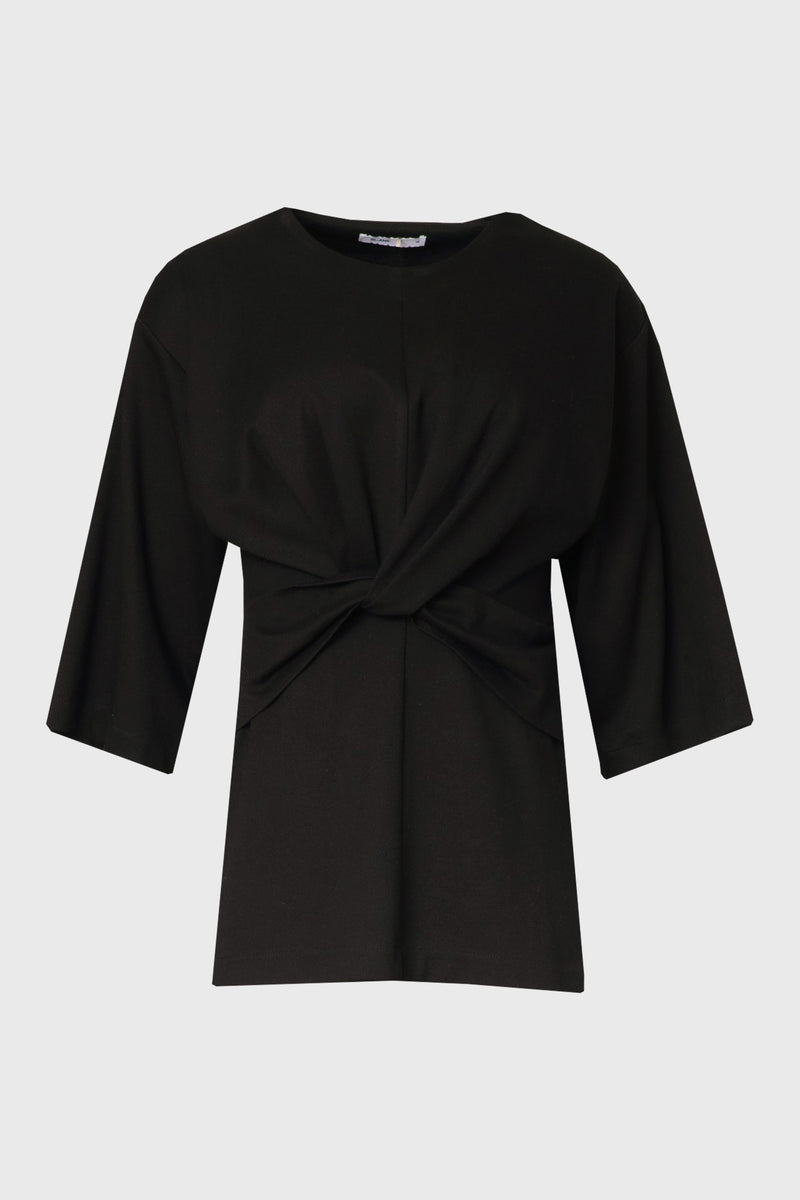 Black Textured Twist Top – BLANK