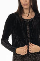 Black Textured Velour Cardigan