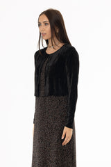 Black Textured Velour Cardigan