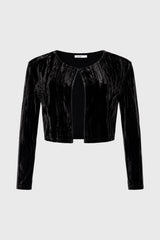 Black Textured Velour Cardigan