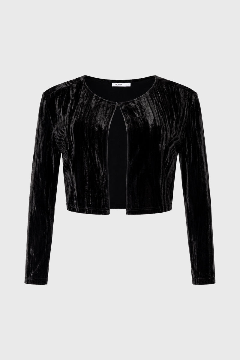 Black Textured Velour Cardigan – BLANK