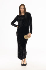 Black Textured Velour Jumper